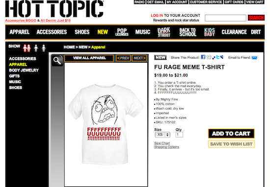 Hot Topic выпускает футболки FFFUUUUUUU, следуя коварной уловке 4chan (обновление)