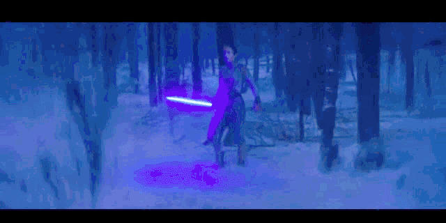 Rey en Kylo Ren in The Force Awakens