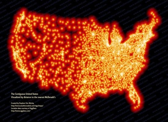 Mappa di Ogni McDonald's in i Stati Uniti