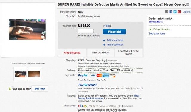Facepalm: E Persone Vendenu Invisibile Nintendo Amiibo in eBay