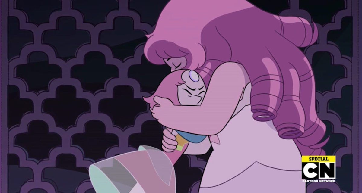 Perla y cuarzo rosa en Steven Universe