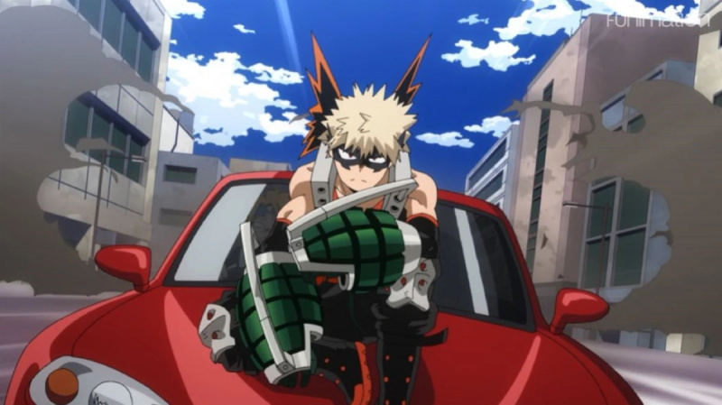   Bakugo montando en un coche