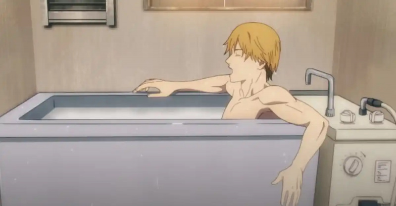   Vredno's bathtub scene in the second episode of MAPPA's anime adaption of Chainsaw Man