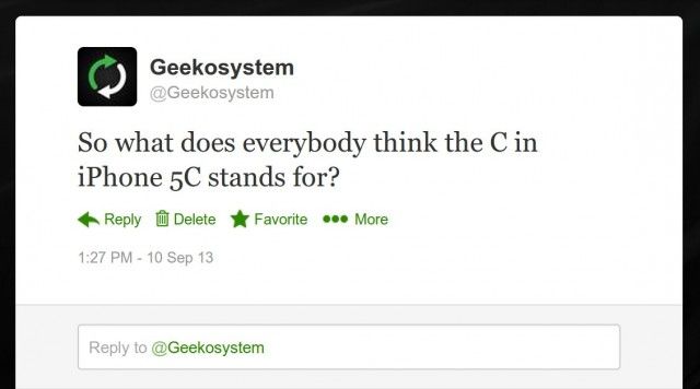 那么 iPhone 5C 中的 C 代表什么？我们问，推特回答