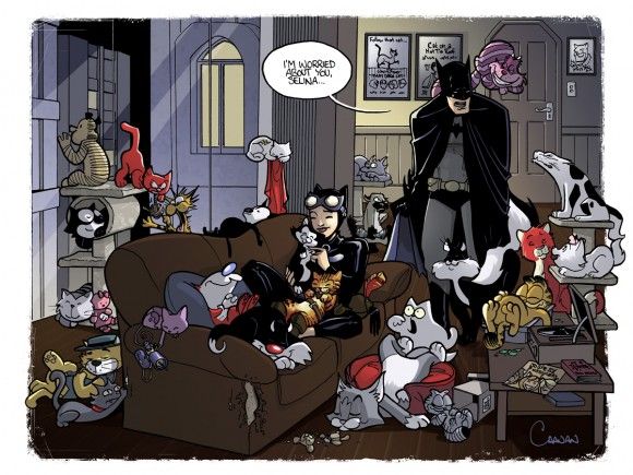 Catwoman met elke fictieve kat ooit. Bijna.