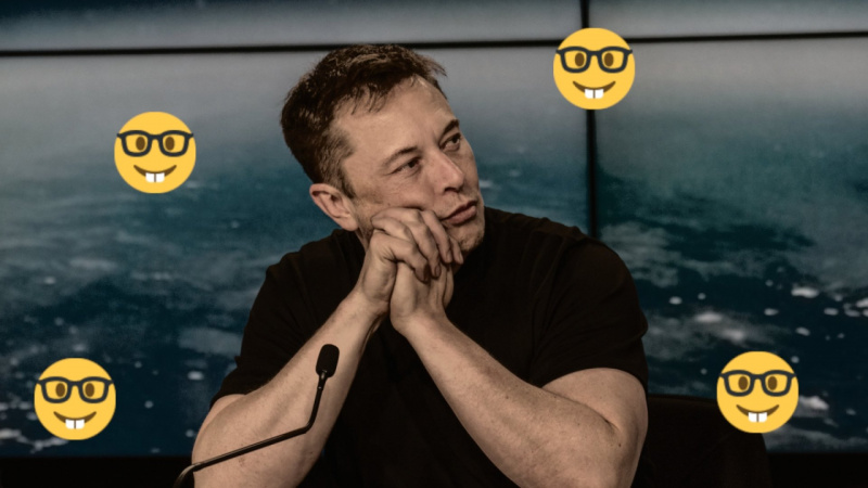   Elon Musk, obklopený emotikonmi nerdov.
