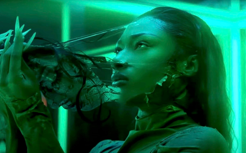   Megan Thee Stallion si vo videu Cobra odlupuje tvár ako hadia koža.