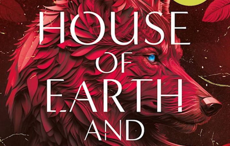  Sampul buku House of Earth and Blood menampilkan seni serigala.