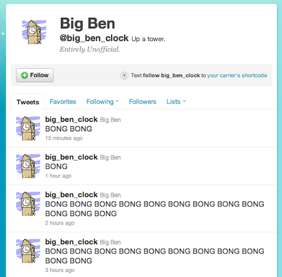 Неофициалният Twitter акаунт на Биг Бен е абсурден