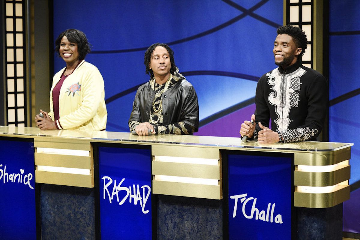 Кралят на Уаканда сега е кралят на Black Jeopardy на Saturday Night Live!