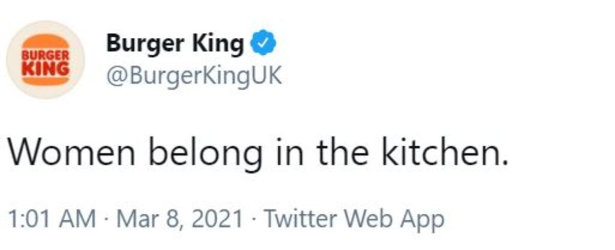 Burger King ha avuto un terribile tweet per la Giornata internazionale della donna