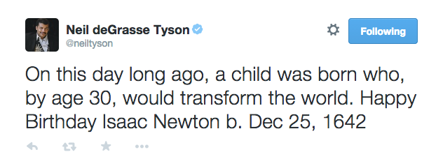 आइजैक न्यूटन का जन्मदिन मनाने के बाद नील डेग्रसे टायसन के पास एक विवादास्पद क्रिसमस था