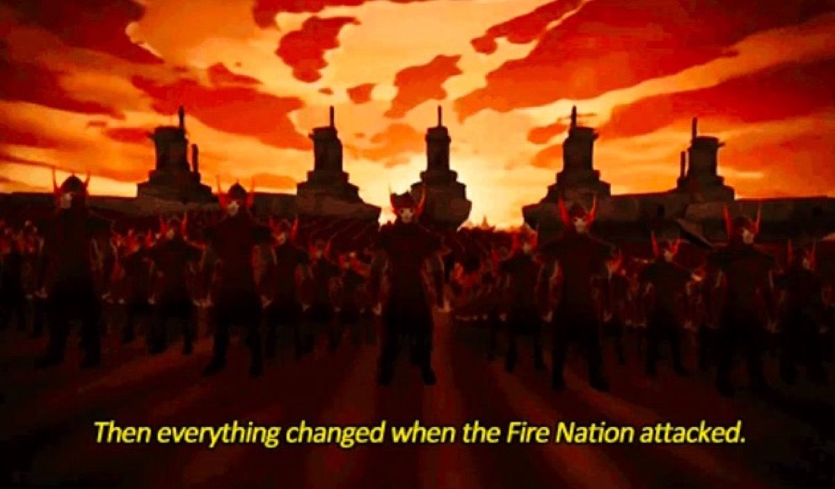 Fire Nation-aanval in Avatar: The Last Airbender.
