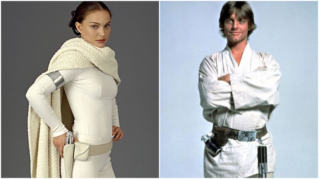 Padme Amidala ja Luke Skywalker valkoiset puvut