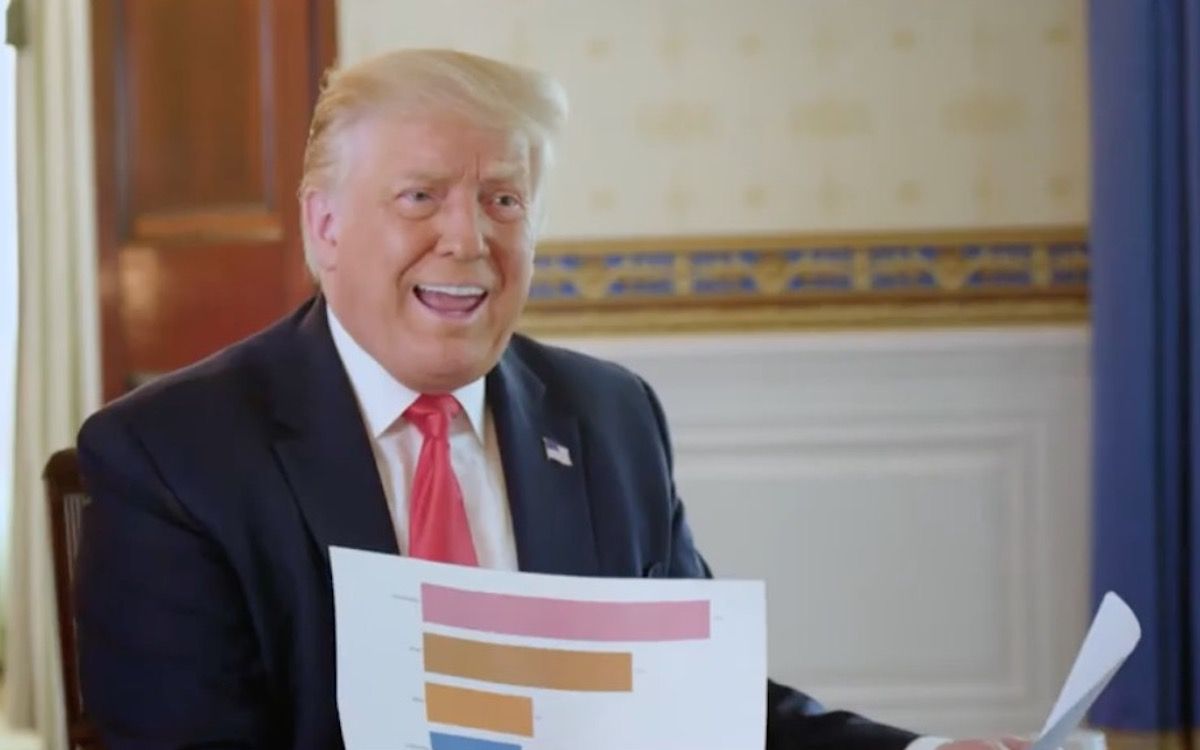 Un Video Deprimente Hilarante Mostra à Donald Trump Discutendu cun ellu stessu per e prove di Coronavirus