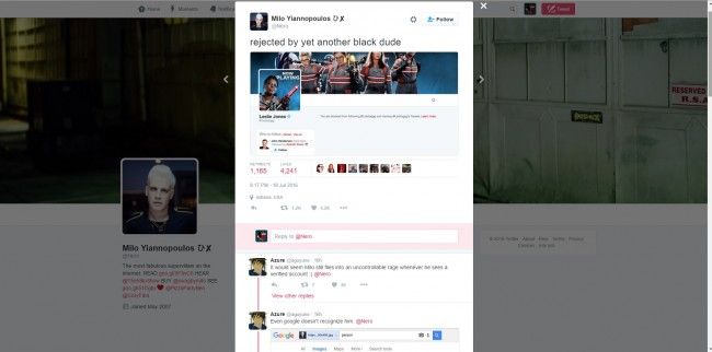 Milo Yiannopoulosas visam laikui uždraustas „Twitter“ svetainėje po rasistinio priekabiavimo, padaryto Leslie Jones