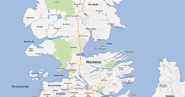 Westeros Jikseb it-Trattament tal-Google Maps B'Mappa Game of Thrones