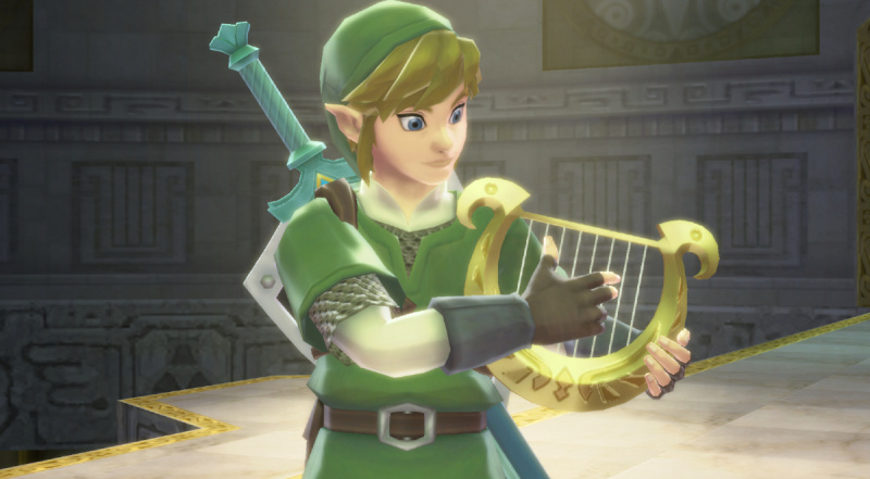   Link tocando el Arpa de la Diosa en'The Legend of Zelda: Skyward Sword'