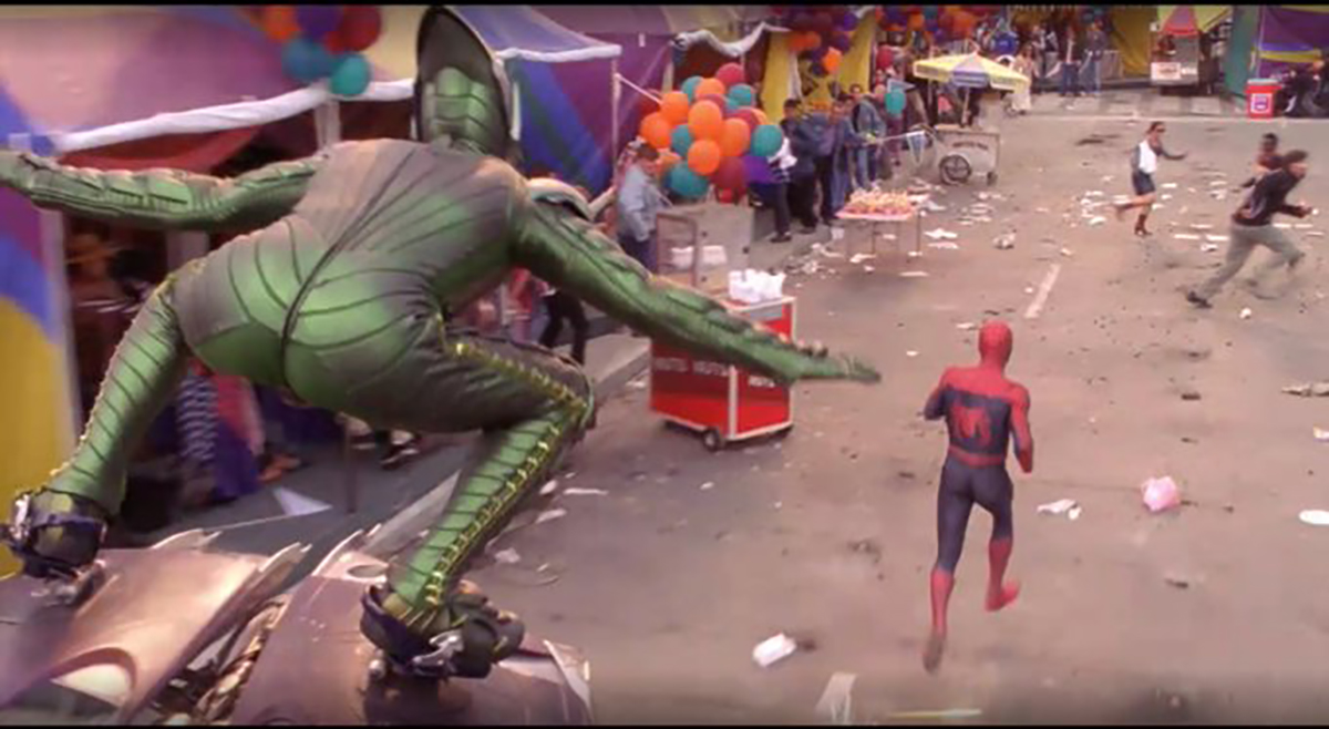 Dinge wat ons vandag gesien het: die Green Goblin is dus op Times Square ...