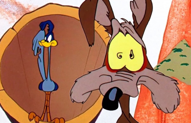   Wile E. Coyote y Roadrunner en Looney Tunes.