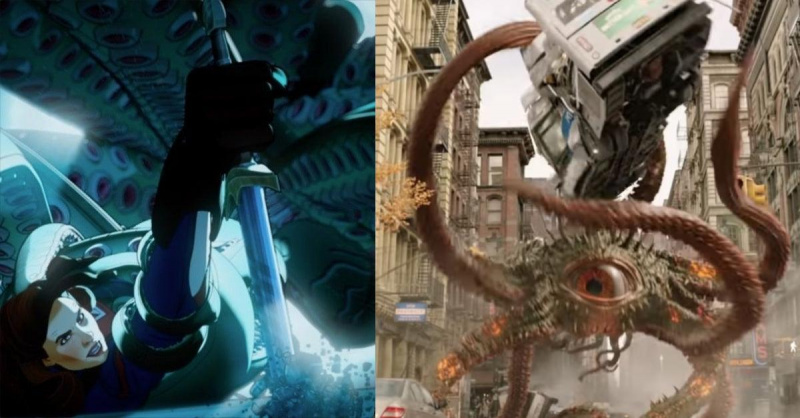   Capitán Carter contra Gargantos/Shuma-Gorath y el monstruo's appearance in Doctor Strange in the Multiverse of Madness.