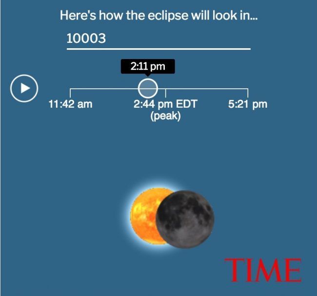 Obtenez un aperçu animé de ce à quoi ressemblera l'éclipse à partir de votre code postal