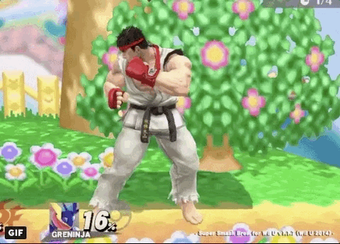 Ryu скача в Smash Bros Wii U