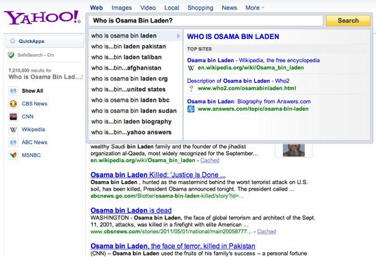 Tieners vra Yahoo! Wie is Osama Bin Laden?