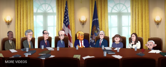 Stephen Colbert-en Cartoon Trump Etxe Zuriko korrespontsalen afarira doa