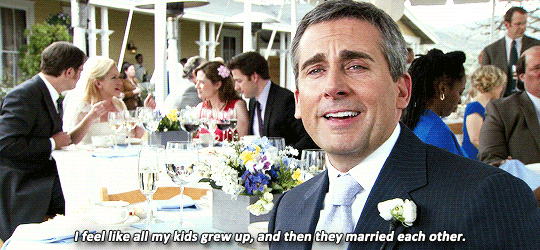   Michael Scott sagt: „Es's like all my kids grew up, and then they married each other."