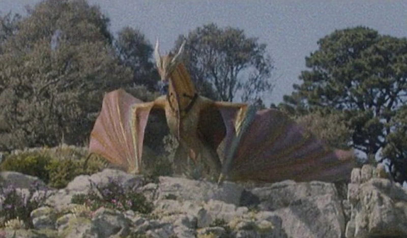   gelen bir görüntü'House of the Dragon' featuring a distant, blurry look at Sunfyre, a legendary dragon