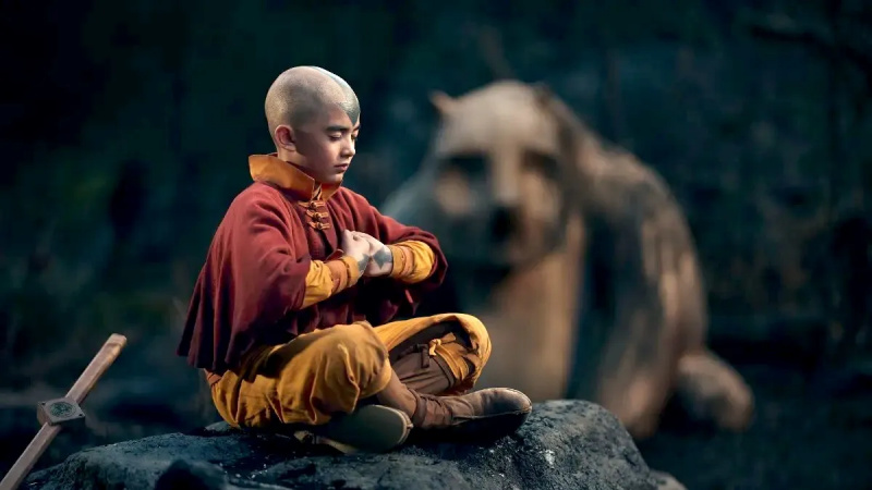  Aang meditiert auf Netflix's Avatar: The Last Airbender.