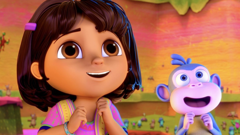   Dora (con la voz de Diana Zermeno) y Boots (con la voz de Asher Colton Spence) en el reinicio de Dora de 2024